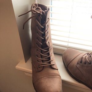 Tan combat boots